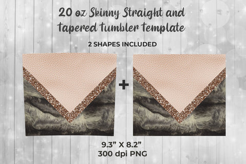 Leather & Animal Fur 20oz Skinny Tumbler Wrap Template for Sublimation Sublimation Sublimatiz Designs 