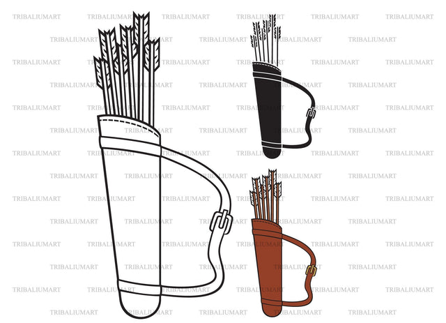 Leather archery quiver and arrows SVG TribaliumArtSF 