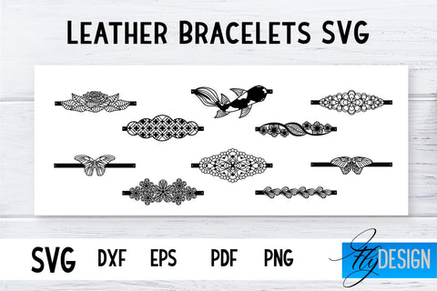 Leather Bracelets SVG Bundle | Bracelets SVG | Leather Design SVG Fly Design 
