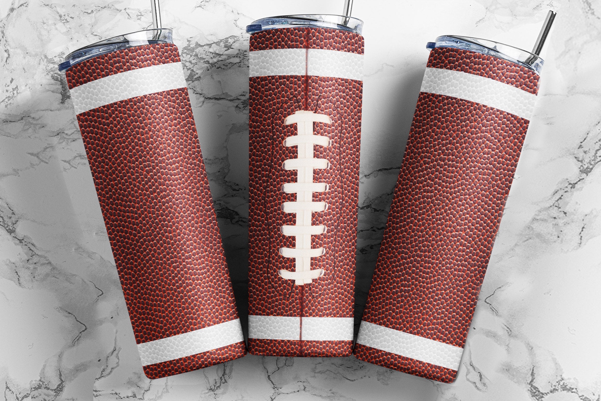 Leather Football 20oz Skinny Tumbler Sublimation Designs American