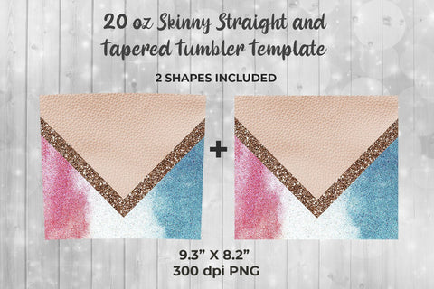 Leather & Glitter 20oz Skinny Tumbler Wrap Template Sublimation Sublimation Sublimatiz Designs 