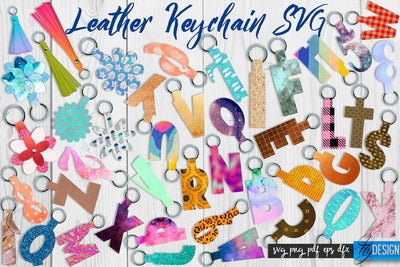 Leather Keychain Alphabet SVG Bundle | Key Fob Numbers SVG | Bag Tag Design SVG Fly Design 