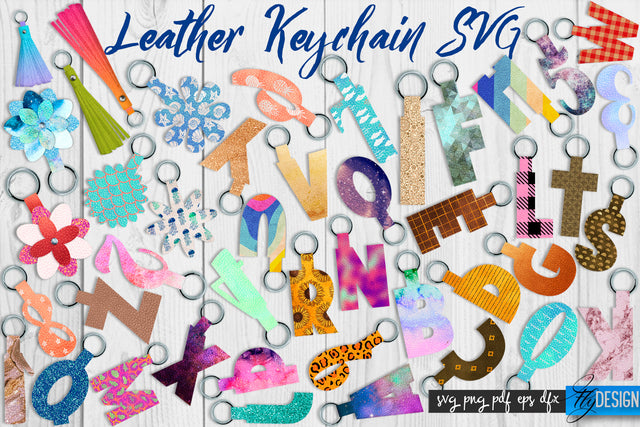 Leather Keychain Alphabet SVG Bundle | Key Fob Numbers SVG | Bag Tag Design SVG Fly Design 