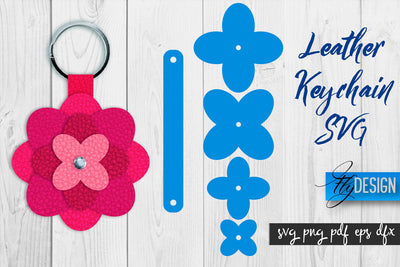 Leather Keychain Flower SVG | Key Fob SVG | Bag Tag Design SVG Fly Design 