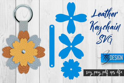 Leather Keychain Flower SVG | Key Fob SVG | Bag Tag Design SVG Fly Design 