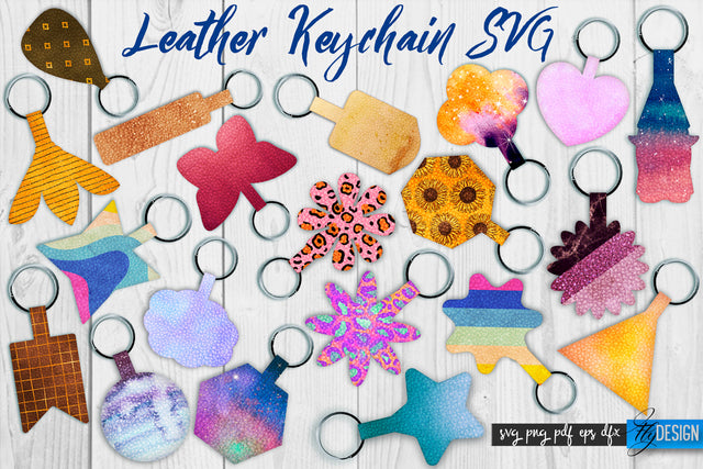 Leather Keychain SVG Bundle | Key Fob SVG | Bag Tag Design SVG Fly Design 