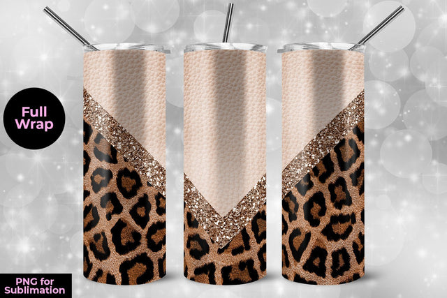 Leather & Leopard 20oz Skinny Tumbler Wrap Template Sublimation Sublimation Sublimatiz Designs 