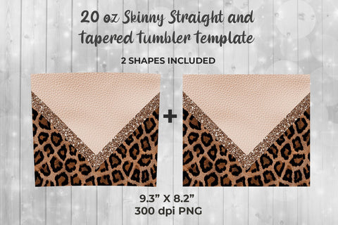 Leather & Leopard 20oz Skinny Tumbler Wrap Template Sublimation Sublimation Sublimatiz Designs 