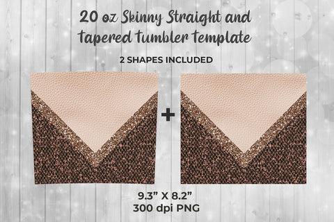 Leather & Mermaid Scales 20oz Skinny Tumbler Wrap Template Sublimation Sublimatiz Designs 