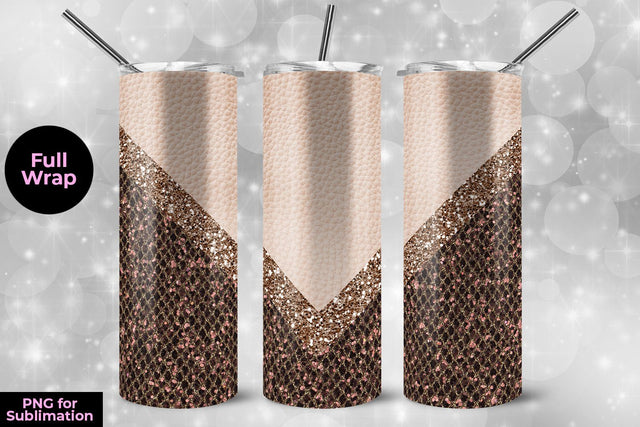 Leather & Mermaid Scales 20oz Skinny Tumbler Wrap Template Sublimation Sublimatiz Designs 