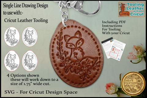 Leather Tooling Keyring and Hat Patch set - Fox 1 SVG DrawnTogether with love 