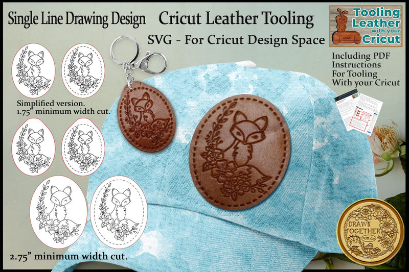 Leather Tooling Keyring and Hat Patch set - Fox 1 SVG DrawnTogether with love 