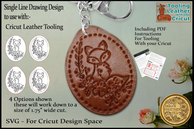 Leather Tooling Keyring - Fox 1 SVG DrawnTogether with love 