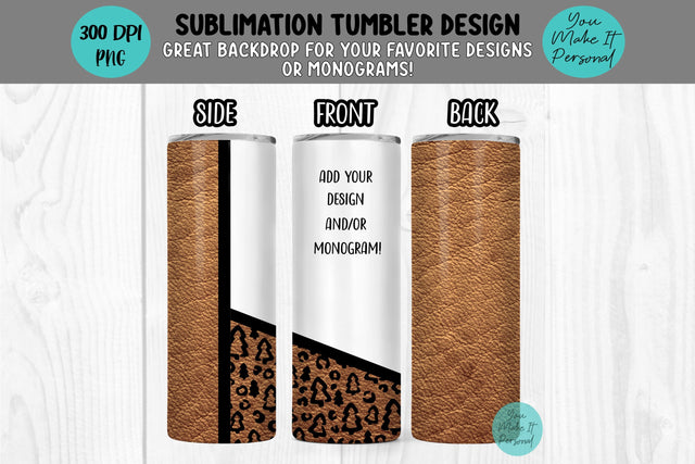 Leather Tumbler Design with Christmas Tree Cheetah Print! Sublimation You Make It Personal 