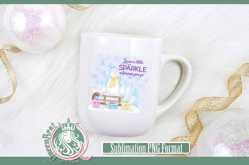 Leave A Little Sparkle Snowman Sublimation Sublimation QueenBrat Digital Designs 