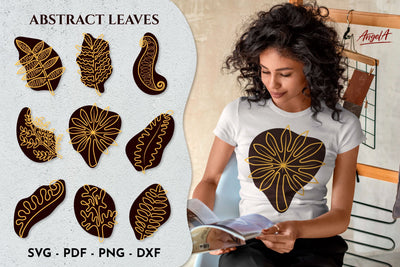 Leaves and branches on abstract spots. Leaves SVG. Abstract SVG Angelina Semenova 