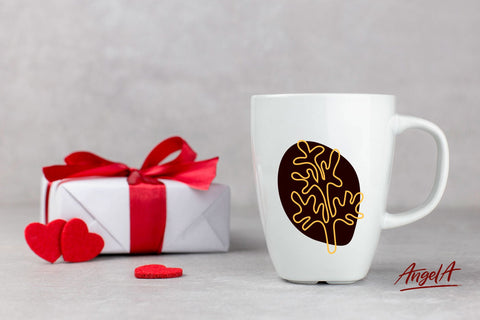 Leaves and branches on abstract spots. Leaves SVG. Abstract SVG Angelina Semenova 