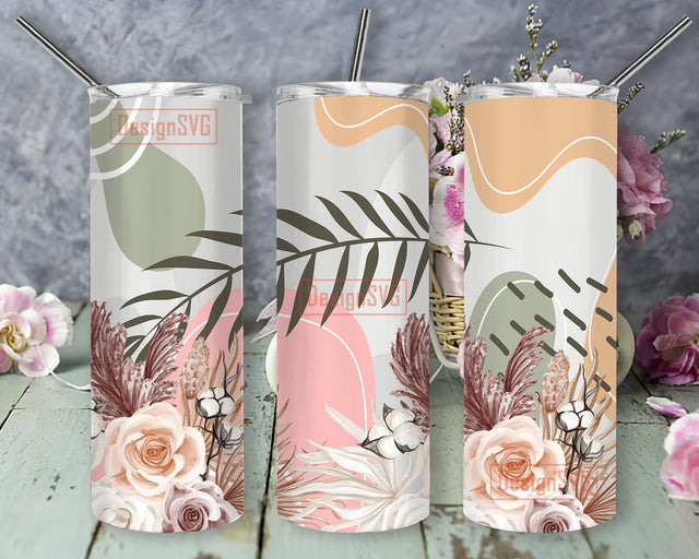 Leaves And Floral 20oz Tumbler Wrap, Watercolor Flowers Tumbler Png, Boho Leaves And Floral Design Png, Flowers Sublimation Design, Instant Download Sublimation DesignSVG 