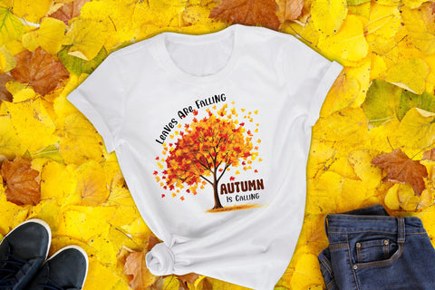 Leaves Are Falling Autumn is Calling PNG Sublimation Sublimation CraftLabSVG 
