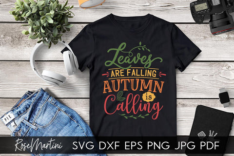 Leaves Are Falling Autumn Is Calling SVG file for cutting machines - Cricut Silhouette, Sublimation Design SVG Autumn cutting file Fall svg SVG RoseMartiniDesigns 