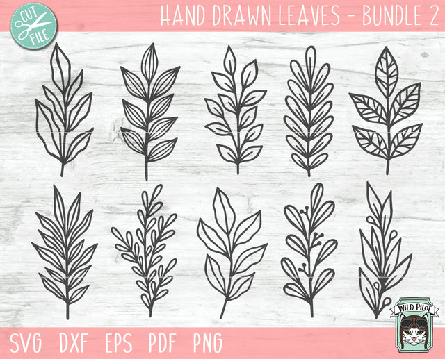 Leaves Bundle SVG, Leaf Doodles Svg Files, Leaf Cut File, Plant Cut File, Leaf Set SVG File, Branches SVG, Fern SVG, Laurel Leaf SVG, Nature SVG SVG Wild Pilot 