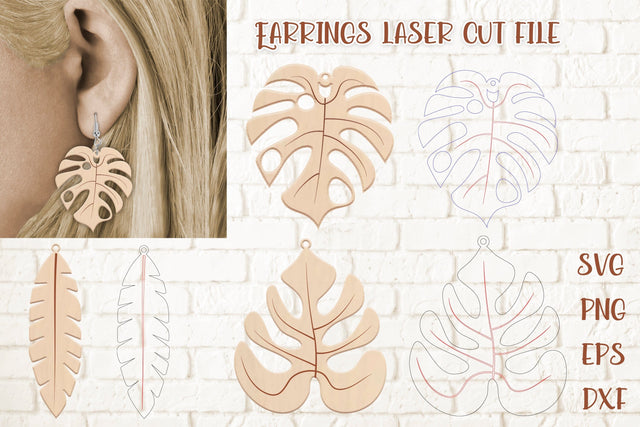 Leaves earrings laser cut | Leaves earrings SVG SVG Svetana Studio 