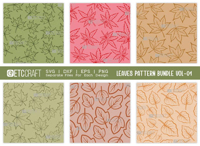Leaves Pattern Bundle Vol-01 | Leaves Pattern SVG Cut File | Leaf Pattern Svg | Seamless Pattern Svg | Pattern Background Svg | Holiday Svg | Thanksgiving Svg | Pattern Quote SVG ETC Craft 