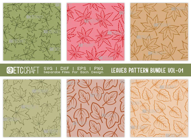 Leaves Pattern Bundle Vol-01 | Leaves Pattern SVG Cut File | Leaf Pattern Svg | Seamless Pattern Svg | Pattern Background Svg | Holiday Svg | Thanksgiving Svg | Pattern Quote SVG ETC Craft 