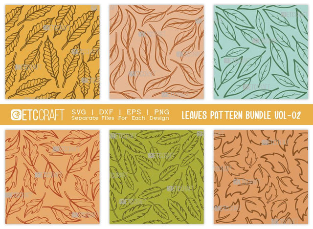 Leaves Pattern Bundle Vol-02 | Leaves Pattern SVG Cut File | Leaf Pattern Svg | Seamless Pattern Svg | Pattern Background Svg | Holiday Svg | Thanksgiving Svg | Pattern Quote SVG ETC Craft 