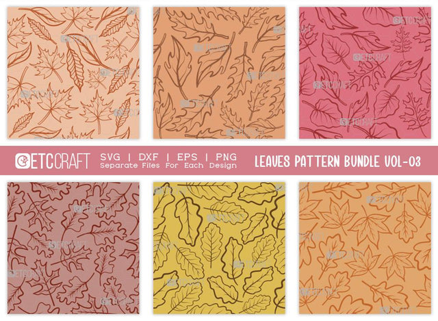 Leaves Pattern Bundle Vol-03 | Leaves Pattern SVG Cut File | Leaf Pattern Svg | Seamless Pattern Svg | Pattern Background Svg | Holiday Svg | Thanksgiving Svg | Pattern Quote SVG ETC Craft 