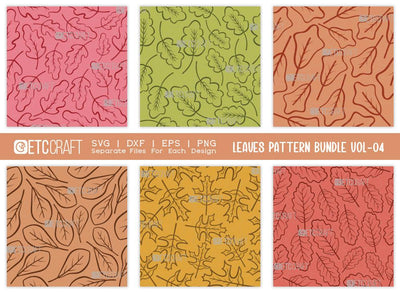 Leaves Pattern Bundle Vol-04 | Leaves Pattern SVG Cut File | Leaf Pattern Svg | Seamless Pattern Svg | Pattern Background Svg | Holiday Svg | Thanksgiving Svg | Pattern Quote SVG ETC Craft 