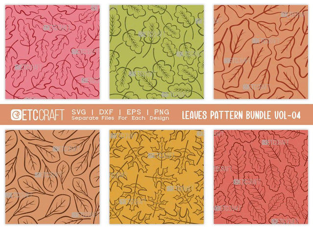 Leaves Pattern Bundle Vol-04 | Leaves Pattern SVG Cut File | Leaf Pattern Svg | Seamless Pattern Svg | Pattern Background Svg | Holiday Svg | Thanksgiving Svg | Pattern Quote SVG ETC Craft 