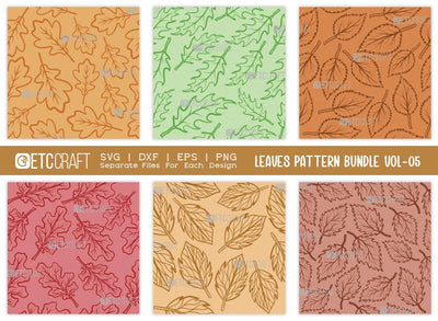 Leaves Pattern Bundle Vol-05 | Leaves Pattern SVG Cut File | Leaf Pattern Svg | Seamless Pattern Svg | Pattern Background Svg | Holiday Svg | Thanksgiving Svg | Pattern Quote SVG ETC Craft 