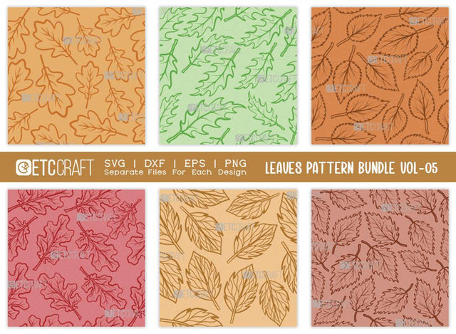 Leaves Pattern Bundle Vol-05 | Leaves Pattern SVG Cut File | Leaf Pattern Svg | Seamless Pattern Svg | Pattern Background Svg | Holiday Svg | Thanksgiving Svg | Pattern Quote SVG ETC Craft 
