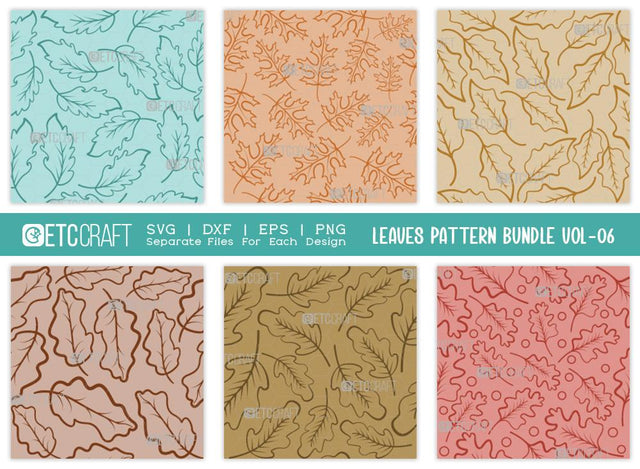 Leaves Pattern Bundle Vol-06 | Leaves Pattern SVG Cut File | Leaf Pattern Svg | Seamless Pattern Svg | Pattern Background Svg | Holiday Svg | Thanksgiving Svg | Pattern Quote SVG ETC Craft 