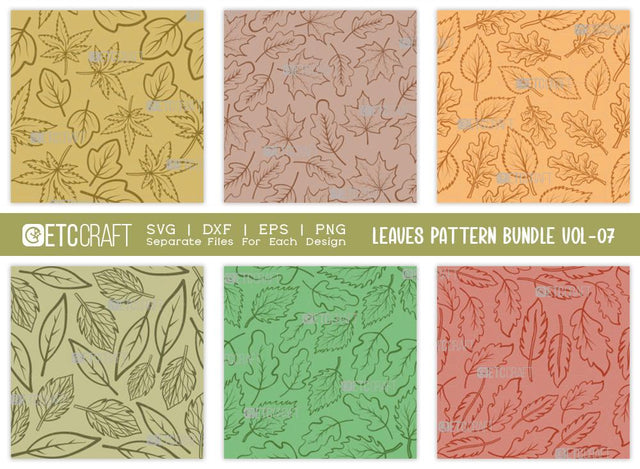 Leaves Pattern Bundle Vol-07 | Leaves Pattern SVG Cut File | Leaf Pattern Svg | Seamless Pattern Svg | Pattern Background Svg | Holiday Svg | Thanksgiving Svg | Pattern Quote SVG ETC Craft 