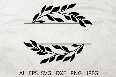 Leaves split monogram svg, Family last name frame svg, Floral border SVG AnastasiyaArtDesign 