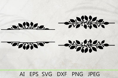 Leaves split monogram svg, Floral border svg, Last name monogram SVG AnastasiyaArtDesign 