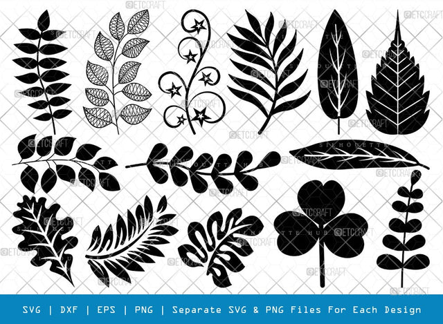 Leaves SVG Cut Files | Leaves Silhouette | Plants Svg | Autumn Leaves Svg | Tropical Leaves Svg | Monstera Svg | Fall Leaf Svg | Leaves Bundle SVG ETC Craft 