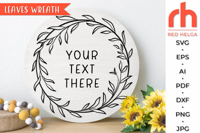 Leaves Wreath SVG - Circle Frame Cut File SVG RedHelgaArt 