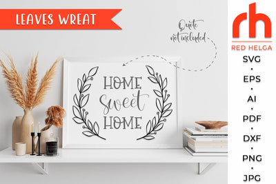 Leaves Wreath SVG - Laurel Frame Cut File SVG RedHelgaArt 