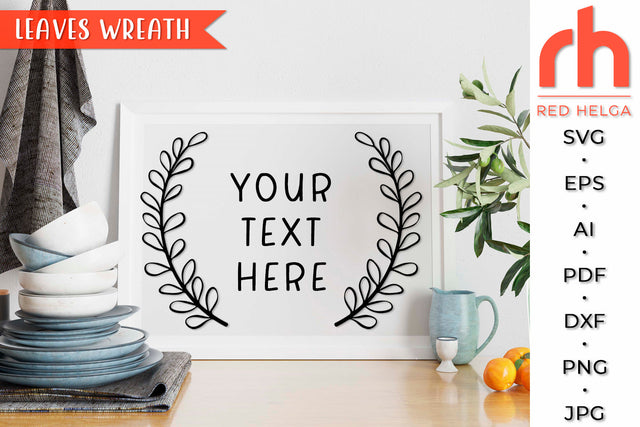 Leaves Wreath SVG - Laurel Frame Cut File SVG RedHelgaArt 