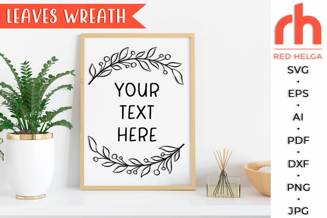 Leaves Wreath SVG - Laurel Frame Cut File SVG RedHelgaArt 