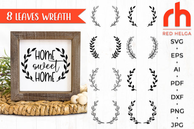 Leaves Wreath SVG - Laurel frame Cut File SVG RedHelgaArt 
