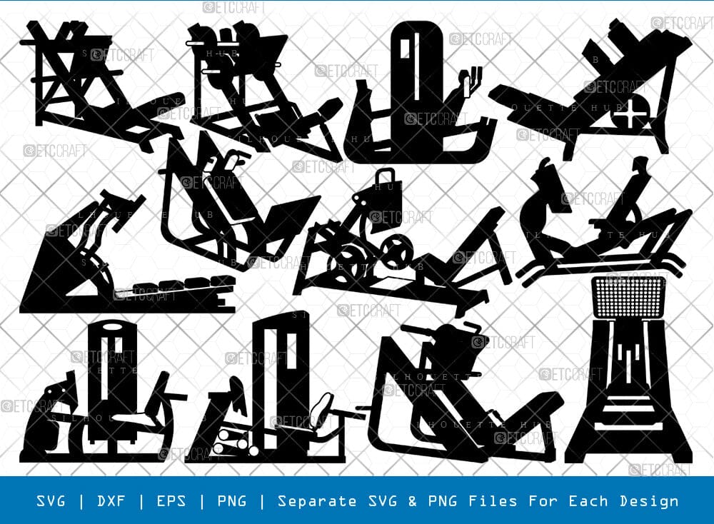 Leg Press Fitness Machine Silhouette, Leg Press Fitness Machine SVG ...