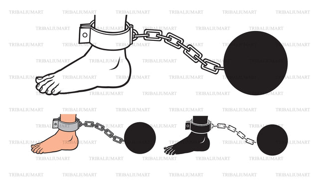 Leg with iron chain with shackle and ball SVG TribaliumArtSF 