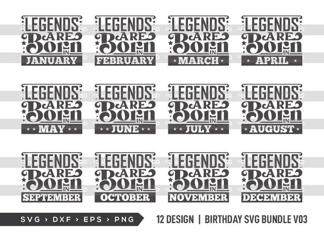 Legends are Born in SVG Bundle | Birthday King Svg | Birthday Queen Svg | Birthday Bundle | Birthday Month Svg | Birthday Quotes Svg | Birthday Shirt SVG ETC Craft 