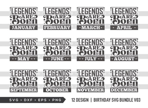 Legends are Born in SVG Bundle | Birthday King Svg | Birthday Queen Svg | Birthday Bundle | Birthday Month Svg | Birthday Quotes Svg | Birthday Shirt SVG ETC Craft 