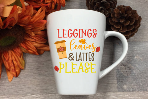 Leggings Leaves and Latte I Fall Sublimation Design I Autumn Sublimation Happy Printables Club 
