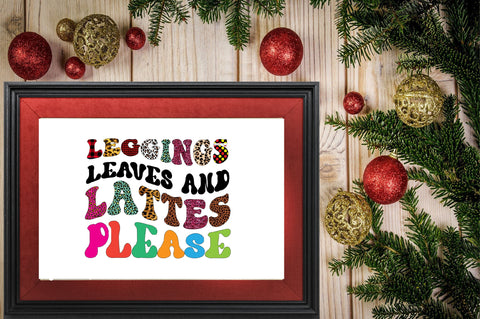 Leggings leaves and lattes please Sublimation SVGArt 